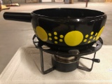 Mid-Century Modern Enameled Fondue Pot & Burner