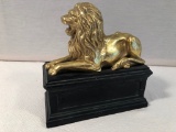 Gold Finish Lion On Black Base - Made In Korea