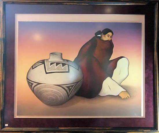 R. C. Gorman Lithograph - Anasazi Jar, 1986, Signed & Numbered 13/200, Fram