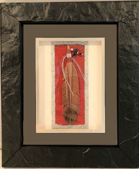 Oberkirsch Designs Tooled Copper Feather - In Shadowbox Frame W/ Glass, Fra