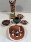 2 Elena Mera Seed Pots; Ross Rodriguez Seed Pot; Glazed Seed Pot W/ Dancers