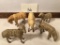 5 Composite Sheep Figures - Wooden Stick Legs, Putz Germany