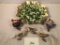 Vintage Paper Christmas Bowl; 5 Clip-On Bird Ornaments