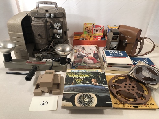 Estate Lot - Old Movie Cameras, Projector, Lights, Recording Tape, Etc.
