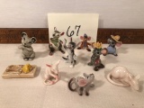 10 Small China Mouse Figures