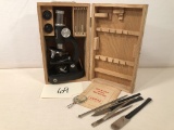 Child's Empire Microscope - W/ Tools & Slides, In Wooden Box, 9