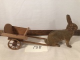 Germany Rabbit Candy Container W/ Cart & Glass Eyes - As Found, 6