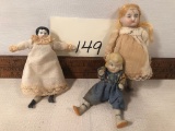 3 Dolls - Two Are Bisque, One Is China Head, Tallest Is 4½