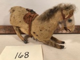 Wind-Up Fur Covered Jumping Horse W/ Glass Eyes - Works, 7½