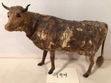 Papier-Mâché Cow - Rough Condition, Missing 1 Leg, 14