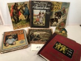 6 Old Children's Books; Postcard Album - All As Found