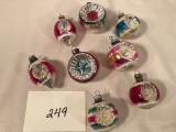 Boxed Lot - 8 Misc. Glass Christmas Reflector Ornaments