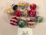 11 Vintage Glass Ornaments - Shiny Brite Etc.