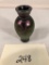 Purple Iridescent Loetz Glass Vase W/ Sterling Overlay - 3½