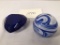 Gibson Round Blue & White Swirl Paperweight; Rosenthal Cobalt Faceted Cryst