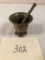 Small Old Brass Mortar & Pestle - 2¼