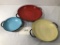 Set Of 3 Enameled Sizzling Servers - By Caravell France, Largest  10