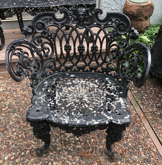 Heavy Vintage Wrought Iron Garden Chair