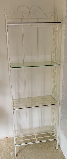 Heavy Iron Baker's Rack W/ Glass Shelves - 23½"x12½"x71" Tall