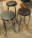 3 Vintage Iron Ice Cream Stools