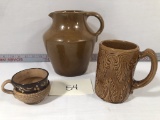 Brown Pottery Pitcher - 8