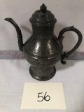 Old  Tooled Pewter Teapot - 8
