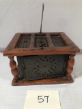 Old Carriage Foot Warmer W/ Punched Tin - 9x7¾