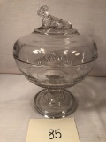 Old Pattern Glass Preserves Stand W/ Dog Finial