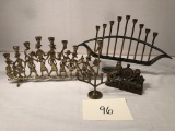 2 Brass Menorahs - Largest 7½