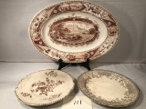 Brown Transferware Platter - 18