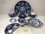 Old Blue & White Dish - 8¼