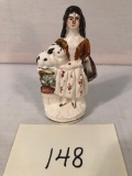 Staffordshire Figure - Girl W/ Bunny, Minor Loss, 5