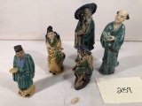 5 Chinese Mud Man Figures - Tallest 6¼
