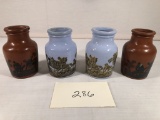 4 Old English Stoneware Chutney Jars - As Found