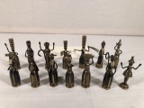 Set Of 14 Miniature Hans Teppich Brass Figures - 1950s-60s, 2½