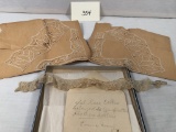 Early Battenburg Lace Collar & Cuffs; Small Piece Belgium Lace