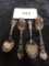 4 Sterling Souvenir Spoons - 2 New York City, Boston & Cincinnati, 3.15 Ozt