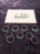 9 Sterling Rings - 5 Are Turquoise