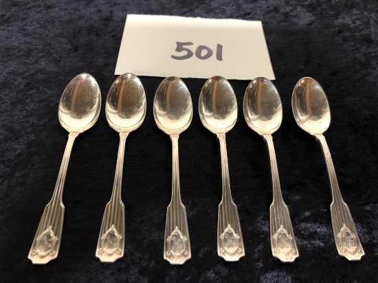 6 Sterling Demitasse Spoons - "K" Monogram, 1.89 Ozt