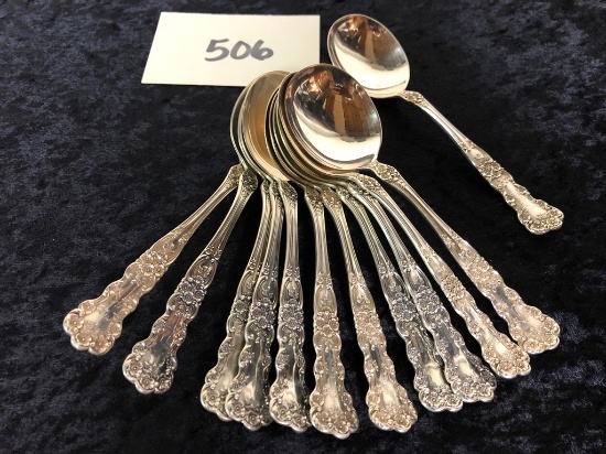 12 Sterling Soup Spoons, 18.07 Ozt