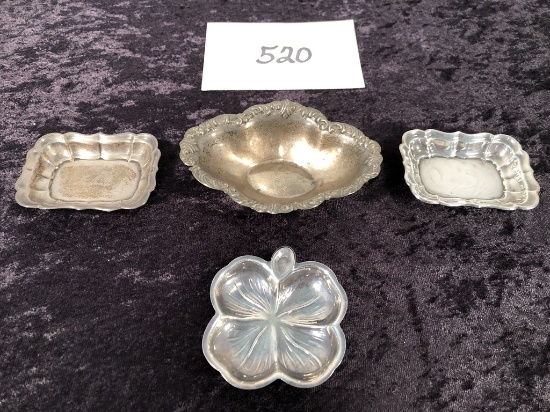 4 Small Sterling Dishes - Largest 4¼"x3"