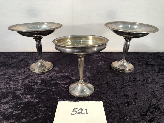 3 Weighted Sterling Compotes - Tallest 6"