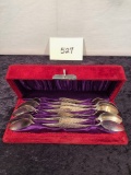 Set Of 12 Demitasse Sterling? Spoons In Velvet Box
