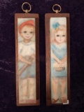 2 Richerson Modesta Child Portraits Painted On Encaustic Marble - Signed, M