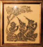 Vintage Thai Temple Rubbing - In Frame W/ Glass 21