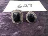 2 Sterling Onyx & Marcasite Rings