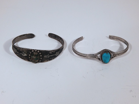 2 Sterling & Turquoise Bracelets