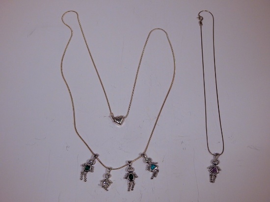 2 Sterling Necklaces W/ Charms