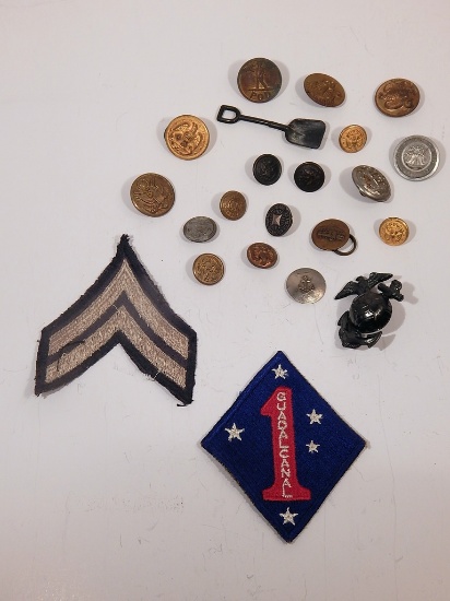 Various Military Buttons & Patches Etc.