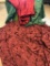 8 Matching Chair Covers; 2 Red & 2 Green Chair Covers - Damask Style